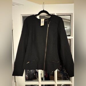 Torrid Black Textured Blazer with Zipper Detail